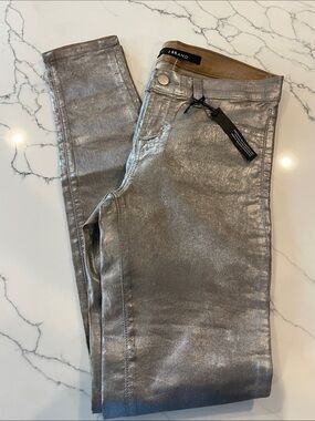 J Brand Crackle Coated Super Skinny Mid-rise Jeans